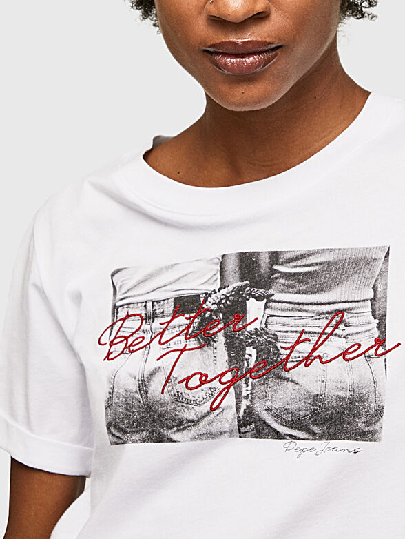 NICOLE white T-shirt with print - 4