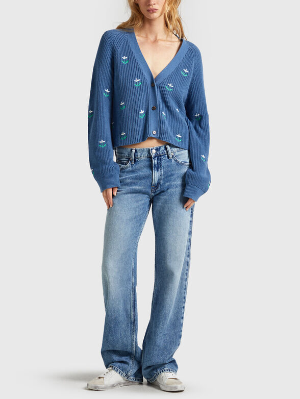Blue cardigan with floral embroideries - 2