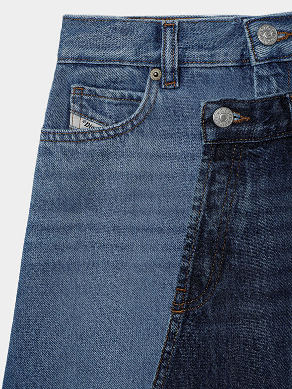 Denim skirt with layered front - 4