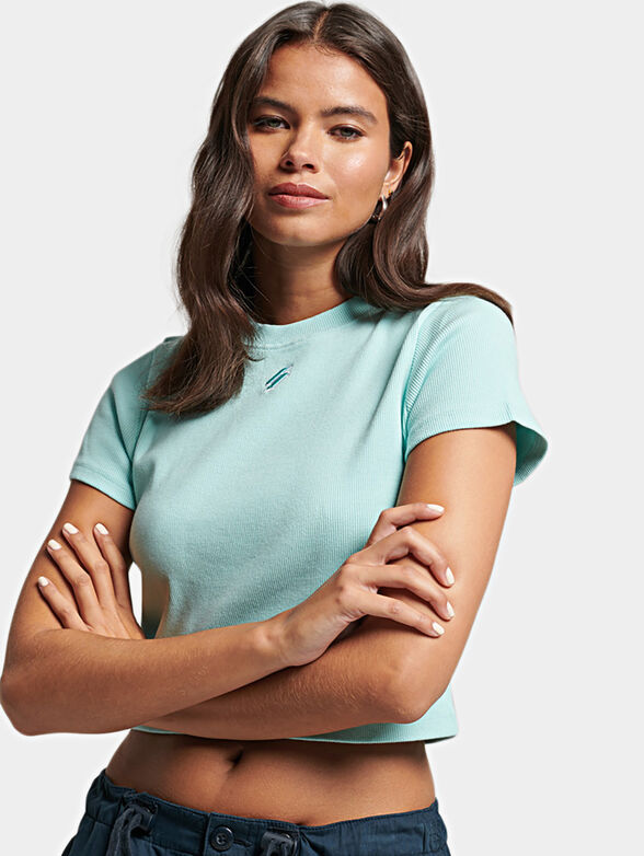 Cropped T-shirt with logo accent - 1