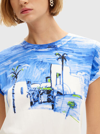 T-shirt with print in blue - 4