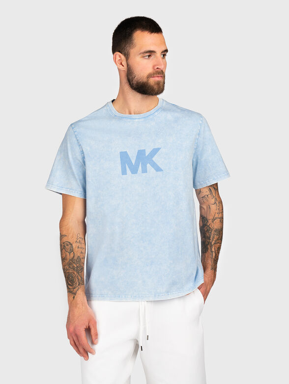 Cotton T-shirt with oval neckline and logo - 1