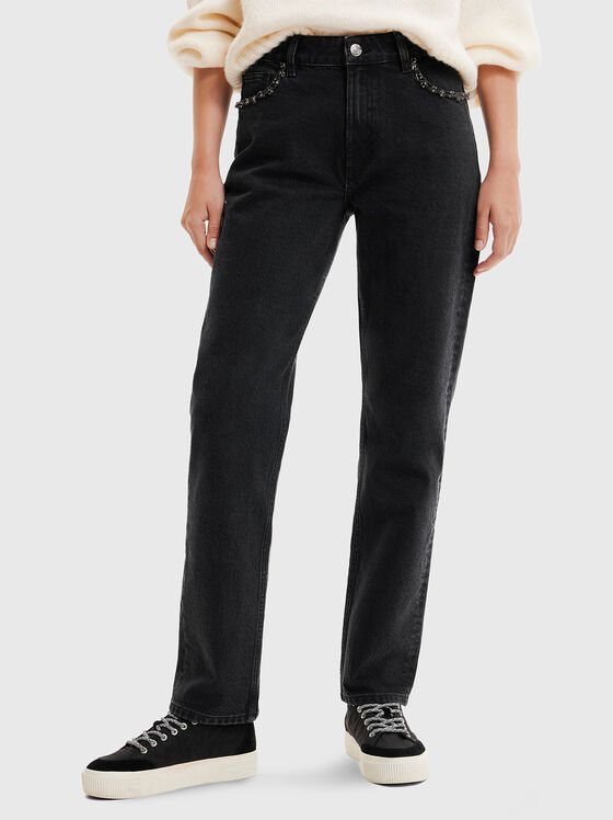 Black jeans with accent pockets - 1