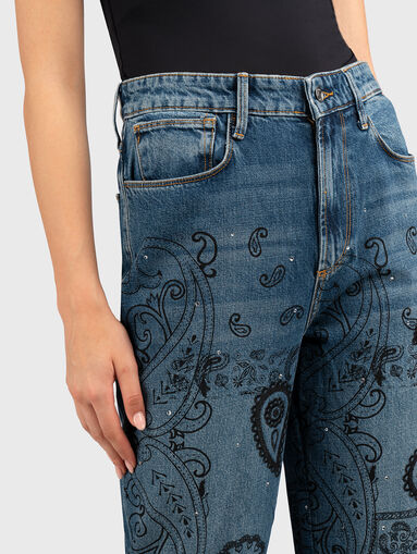 Jeans with paisley print and rhinestones - 4