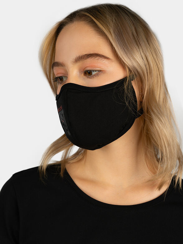 Unisex black cotton face mask - 3