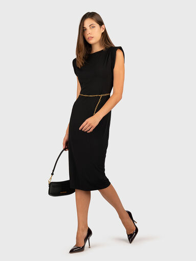 Midi slim dress with belt - 5