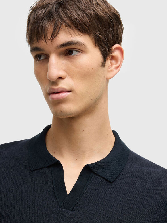 Cotton polo shirt in blue - 4