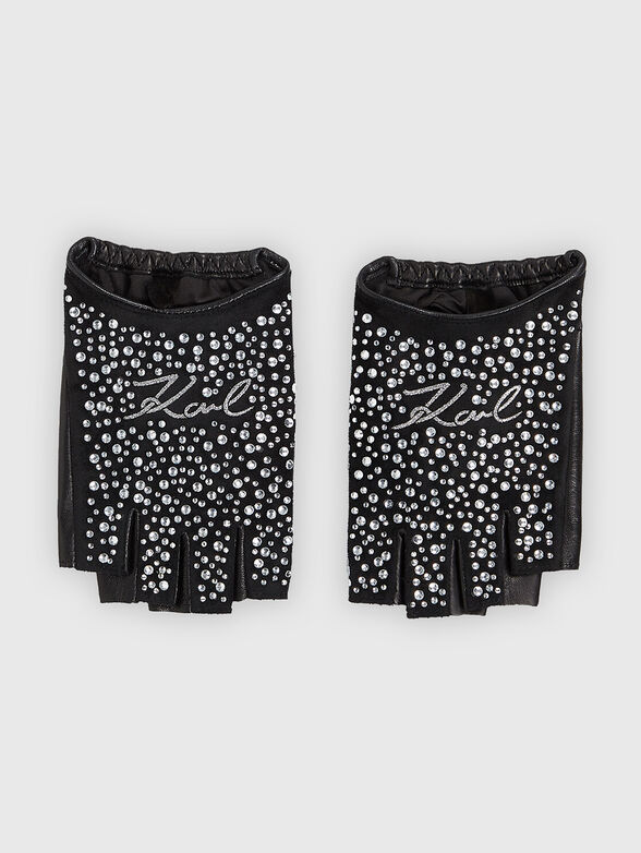 Gloves with appliqué crystals - 1