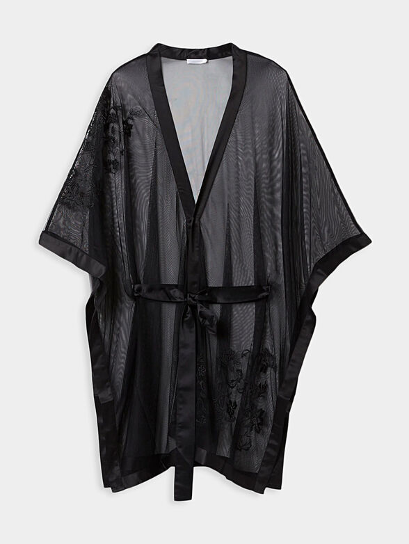 MODERN II black kimono with floral accents - 4