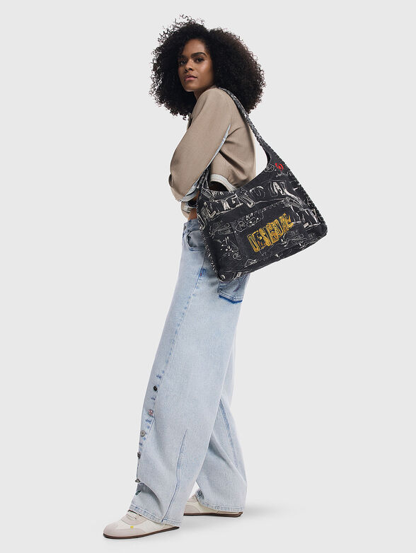 Large black bag with print - 2