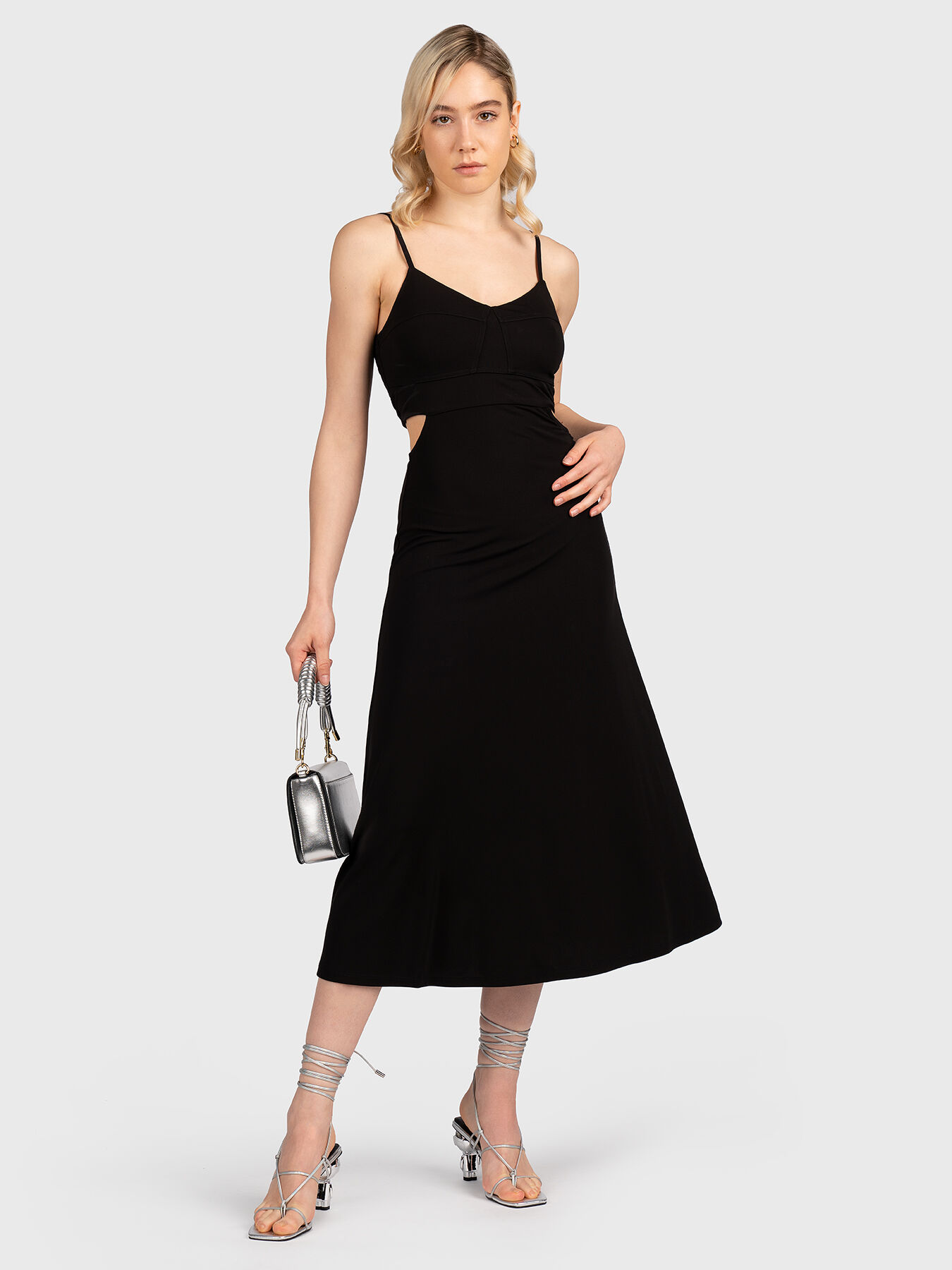 Michael kors black midi dress sales
