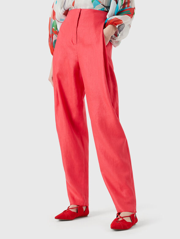 Linen trousers with high waist - 1