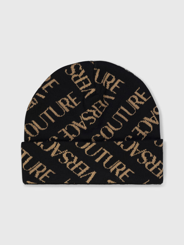 Wool blend hat with logo print - 0