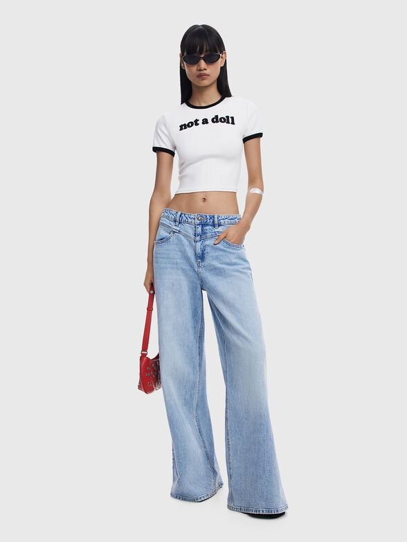 Short cotton T-shirt with oval neckline - 2