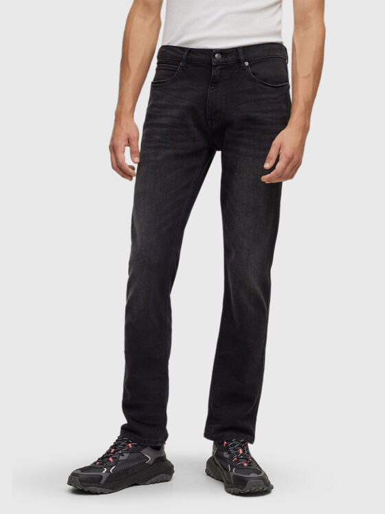 Cotton jeans with contrast logo patch - 1