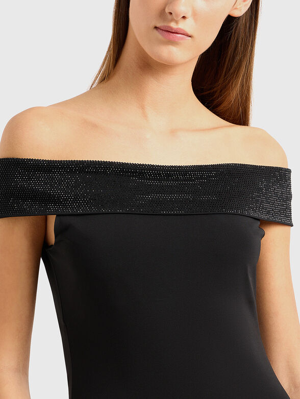 Midi dress with applique rhinestones - 3