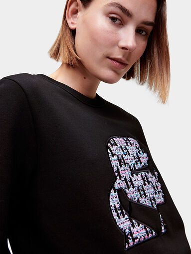 Black bouclé logo sweatshirt - 5