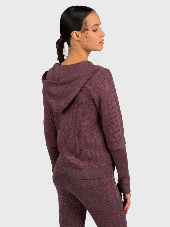 Hoodie sweater with zip in bordeaux color - 3