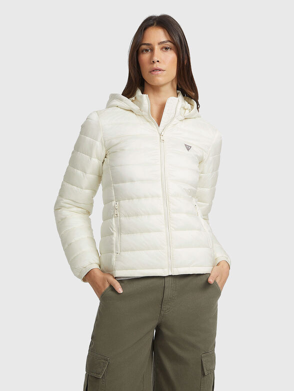Transitional jacket with quilted effect in beige - 1