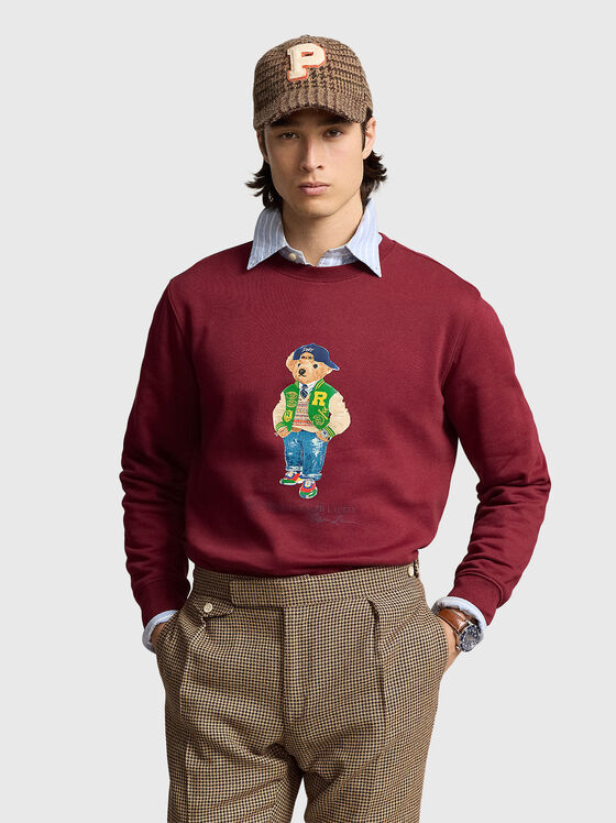 Червен суитшърт с мотив Polo Bear - 1