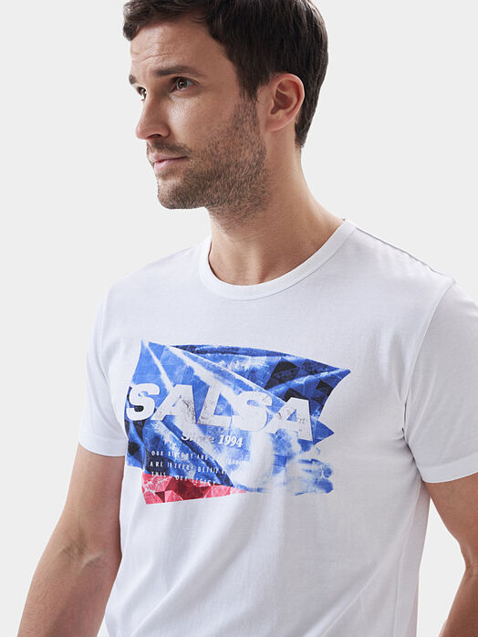 White cotton T-shirt with logo print