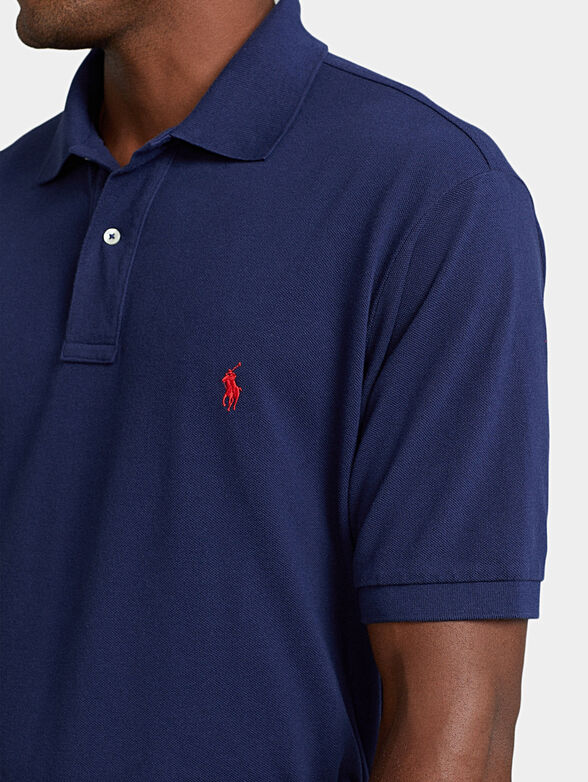 Cotton polo-shirt in blue color - 4