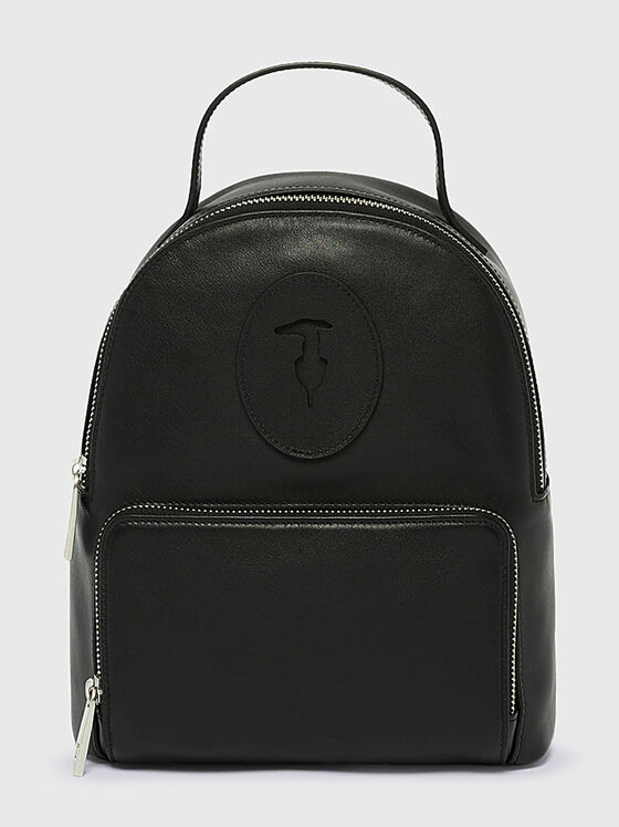Leather backpack with logo accent - 1