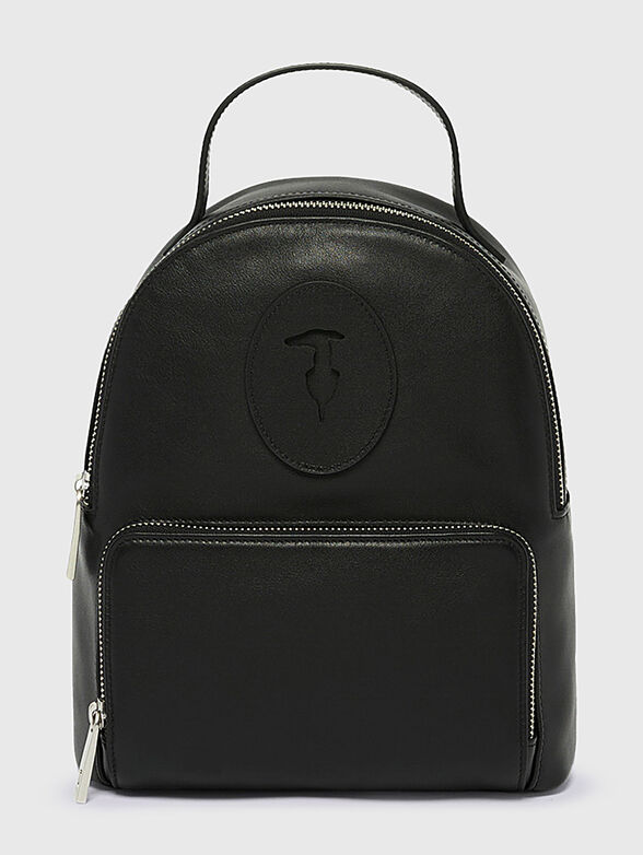Leather backpack with logo accent - 1