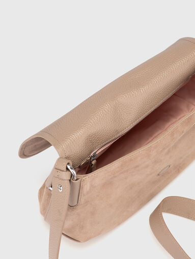 Suede crossbody bag with logo - 5