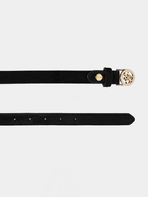 Black genuine leather belt - 2