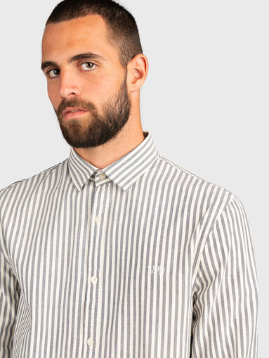 Cotton shirt with stripe print  - 4