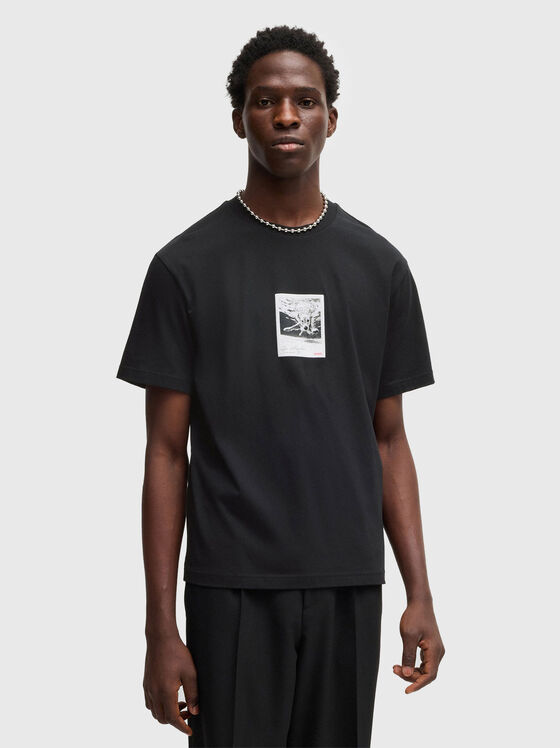 Тениска с овално деколте и принт - 1