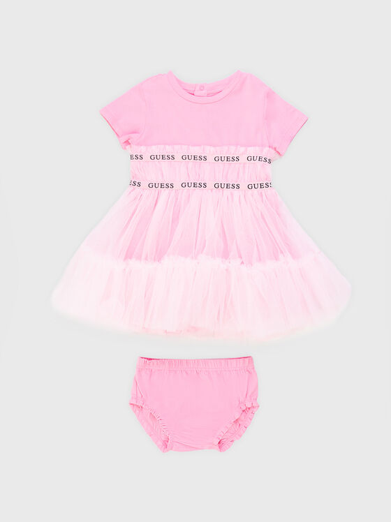 Комплект с рокля в розово  - 1