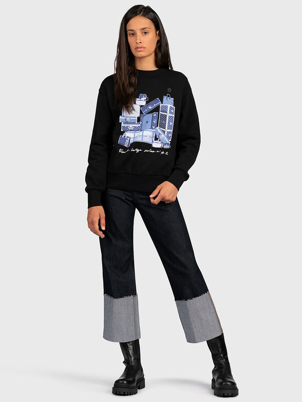 Cotton sweatshirt with contrasting print - 4