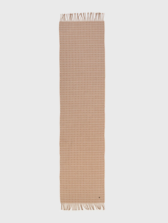 Long wool blend scarf with accent print - 2