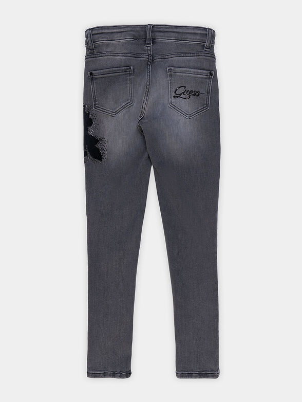 Jeans with washed effect and shiny applications - 2