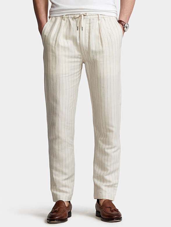 Striped trousers with drawstring - 1