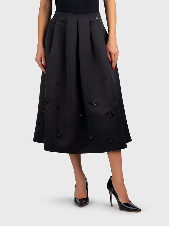 Midi skirt with appliqued rhinestones - 1