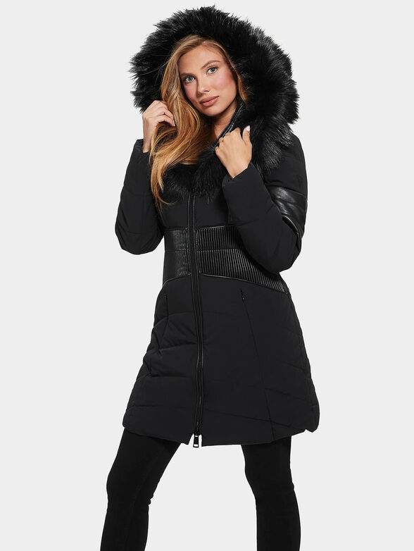 OXANA black hooded jacket with midi length - 4