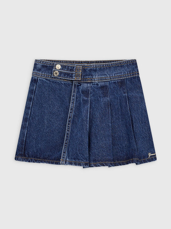 Pleated denim lurex mini skort - 1