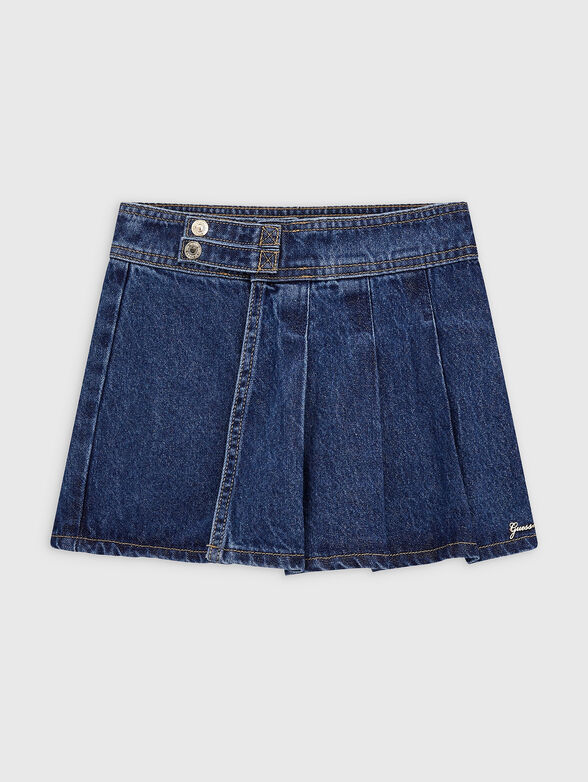Pleated denim lurex mini skort - 1