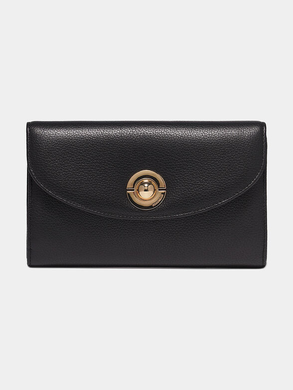 Leather clutch bag with chain strap - 1