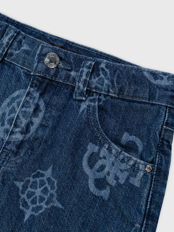 Denim skirt with monogram logo print - 4