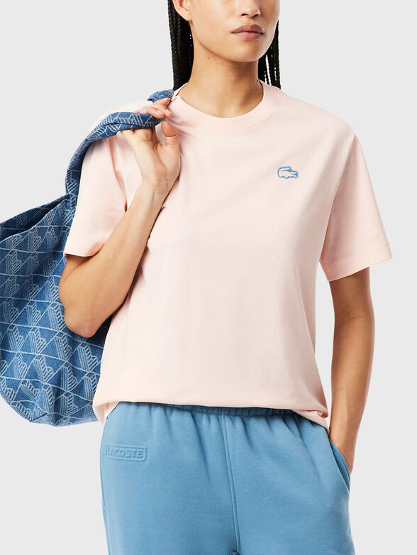 Cotton T-shirt with oval neckline - 1