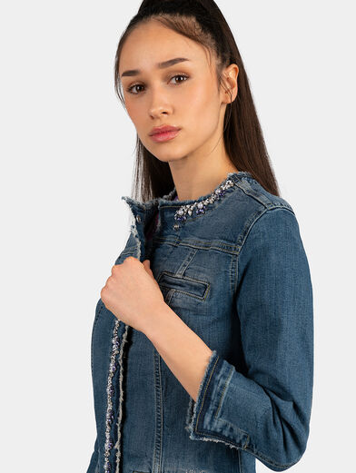 Denim jacket with shiny accents - 4