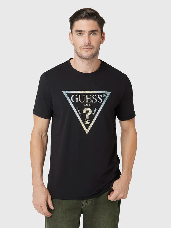 Black T-shirt with logo print - 1