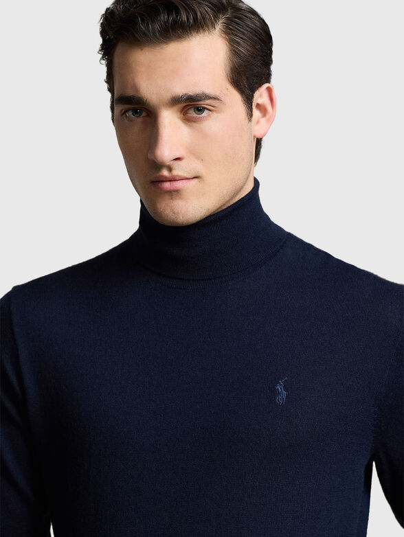 Wool sweater with polo collar  - 4