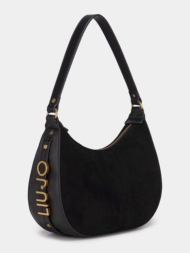 Hobo bag in black color with suede texture - 3