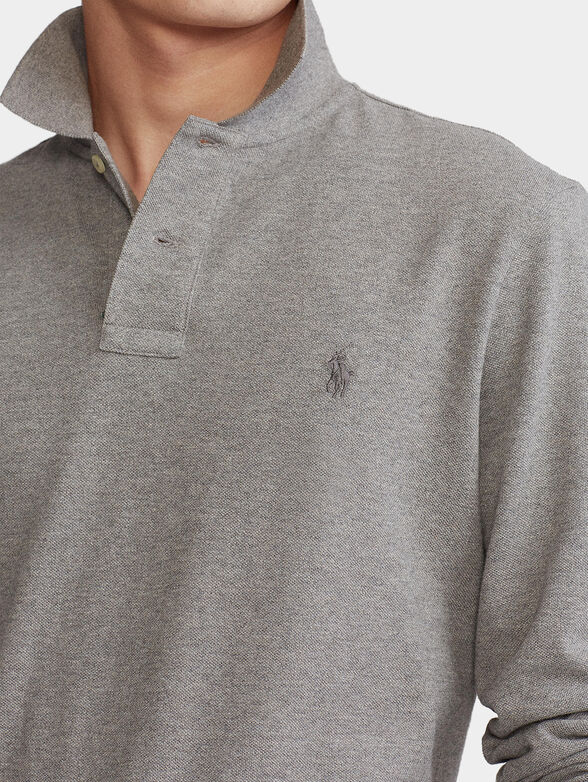 Cotton polo-shirt with long sleeves - 3