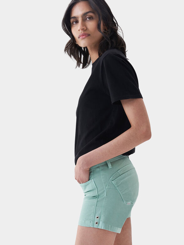 Denim shorts in mint color - 5